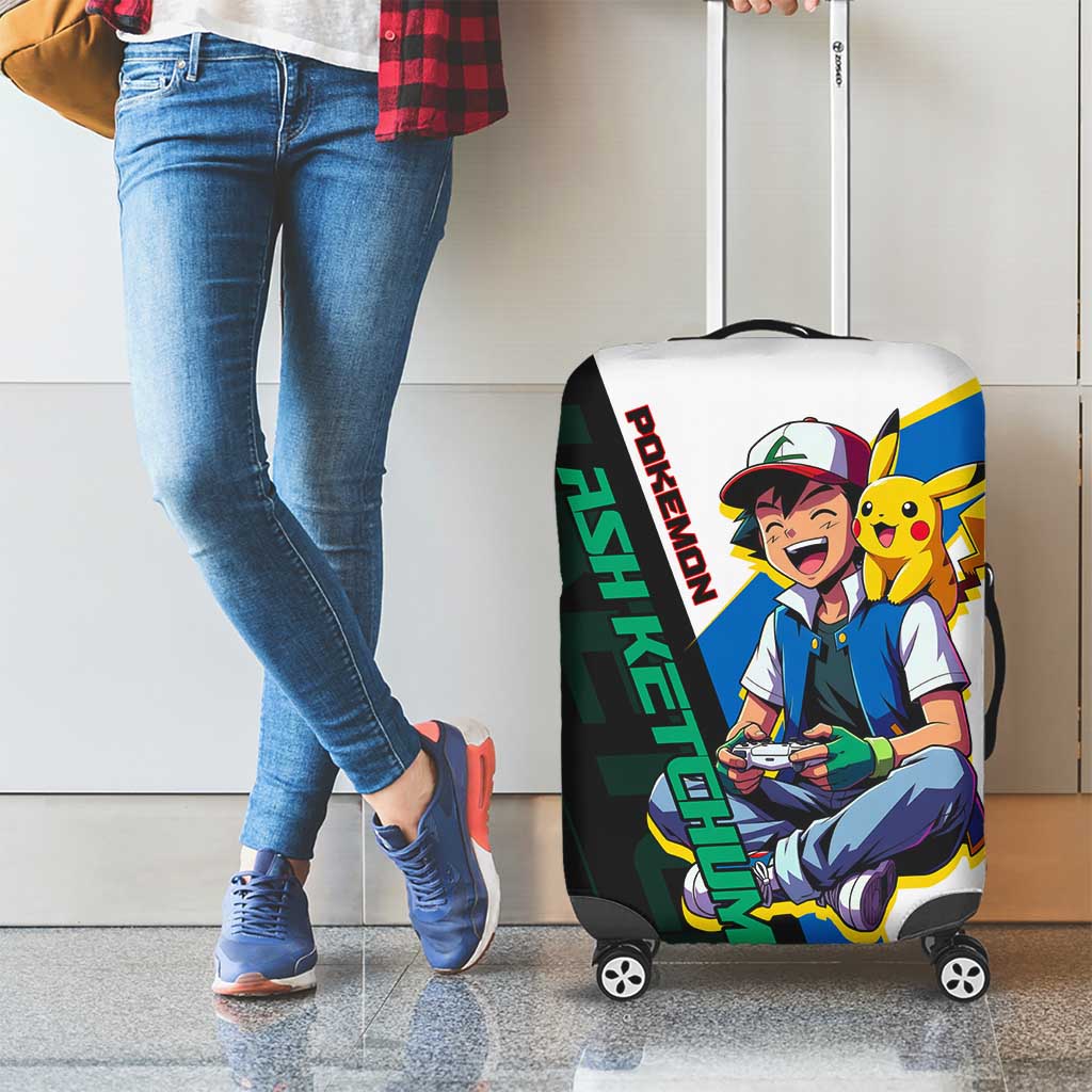 Ash & Pikachu Poké Luggage Cover Vibrant Anime Character Style
