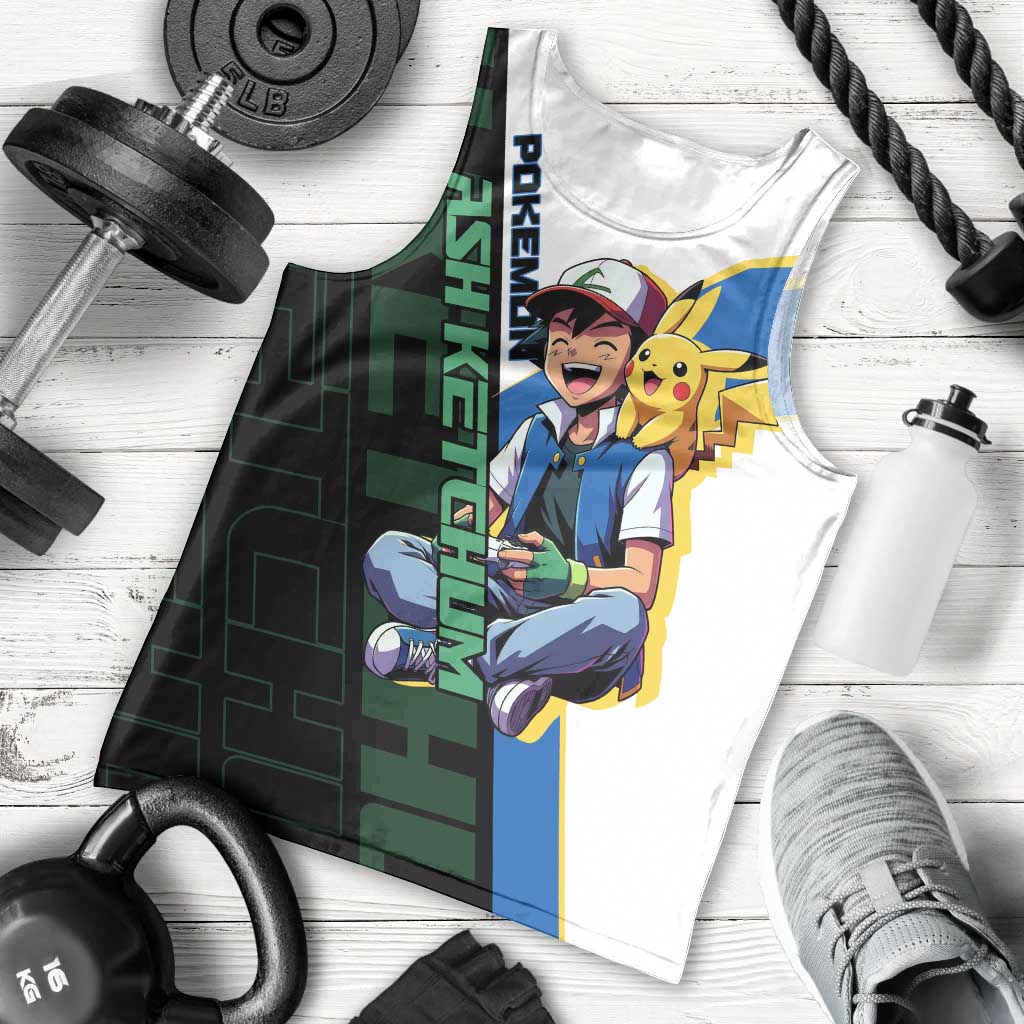 Ash & Pikachu Poké Men Tank Top Vibrant Anime Character Style