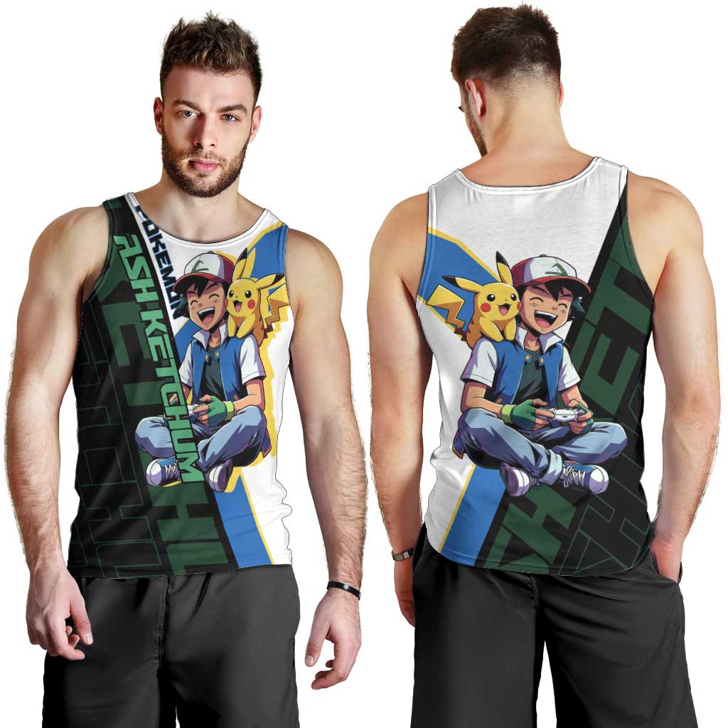 Ash & Pikachu Poké Men Tank Top Vibrant Anime Character Style
