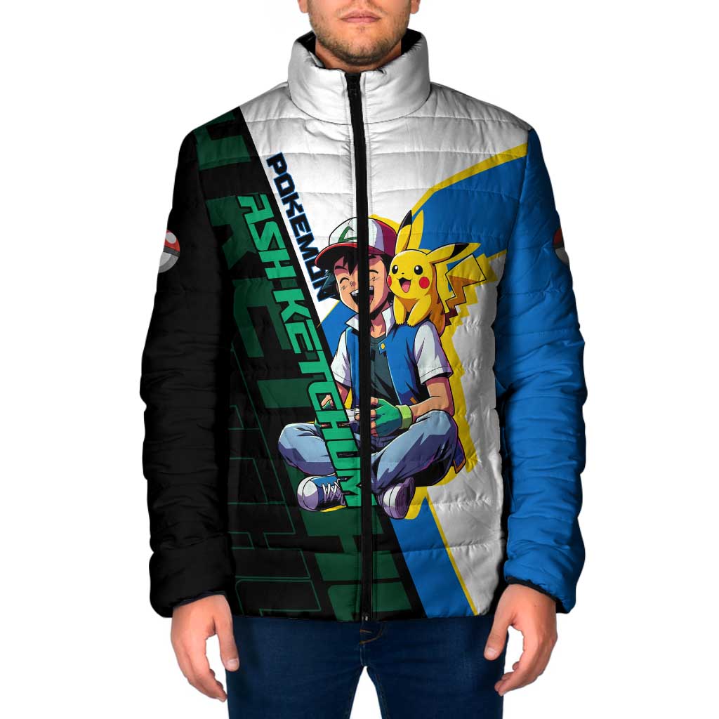 Ash & Pikachu Poké Padded Jacket Vibrant Anime Character Style
