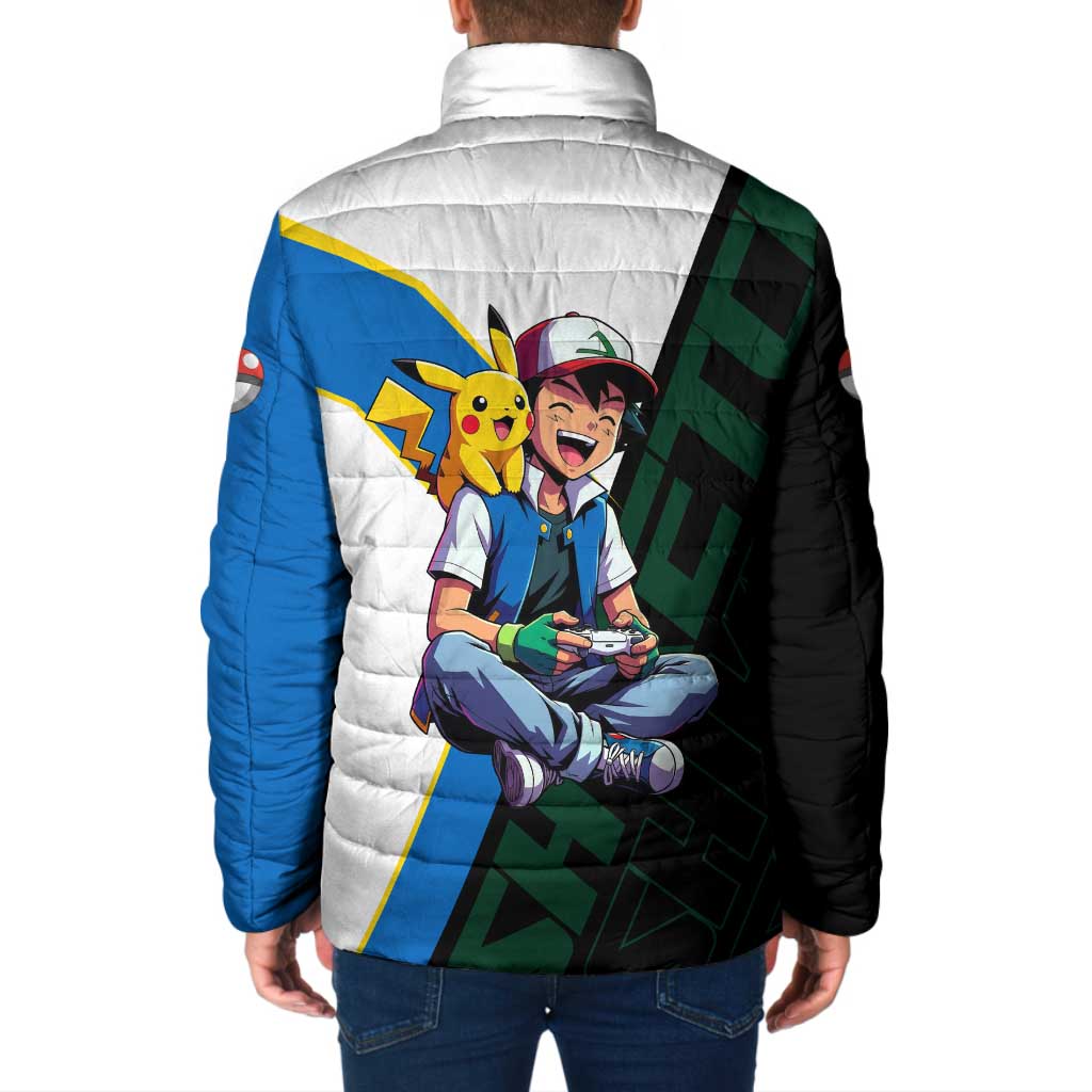 Ash & Pikachu Poké Padded Jacket Vibrant Anime Character Style