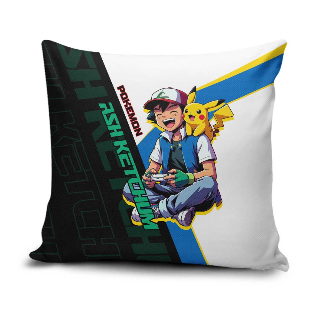 Ash & Pikachu Poké Pillow Cover Vibrant Anime Character Style