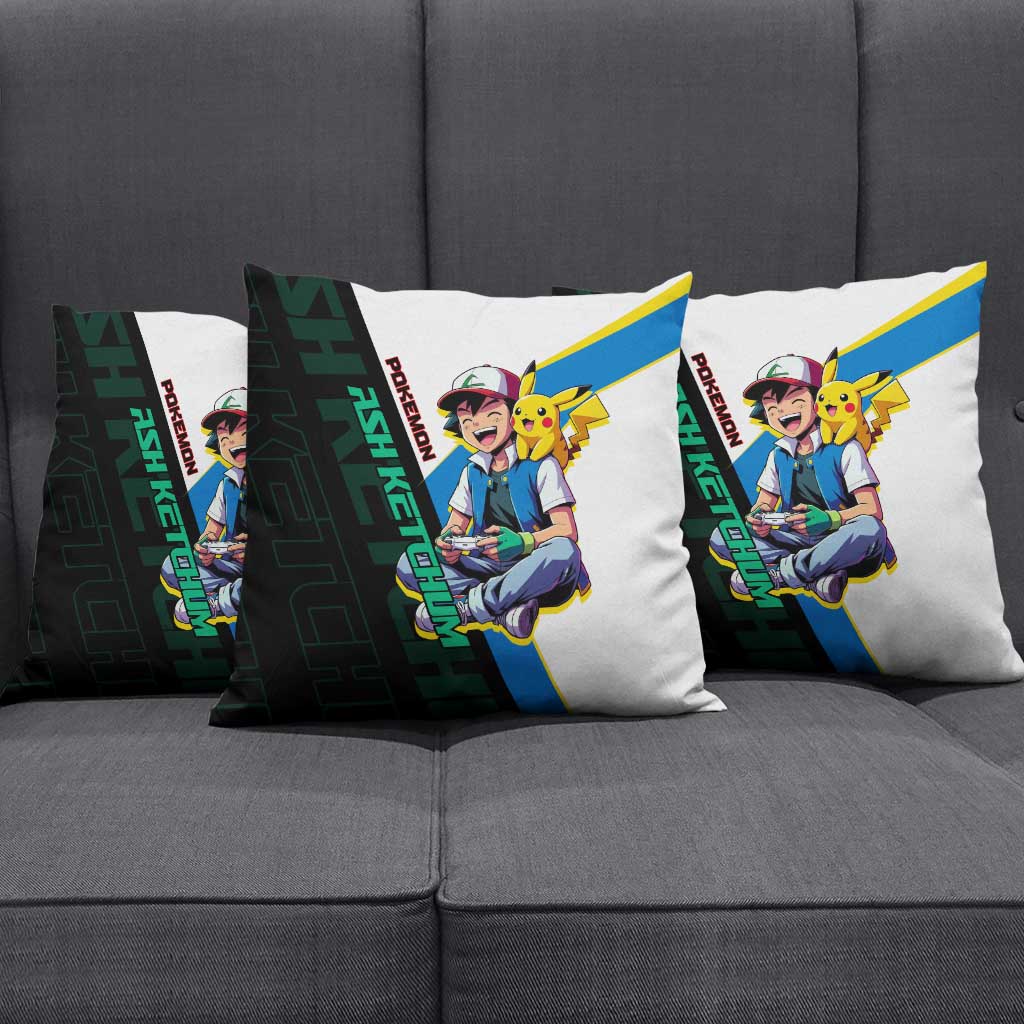 Ash & Pikachu Poké Pillow Cover Vibrant Anime Character Style