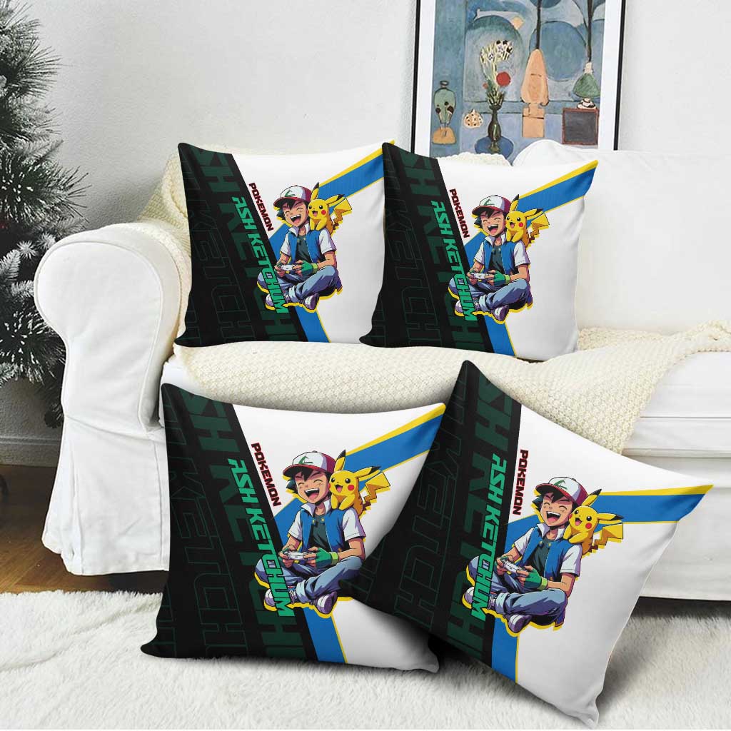 Ash & Pikachu Poké Pillow Cover Vibrant Anime Character Style