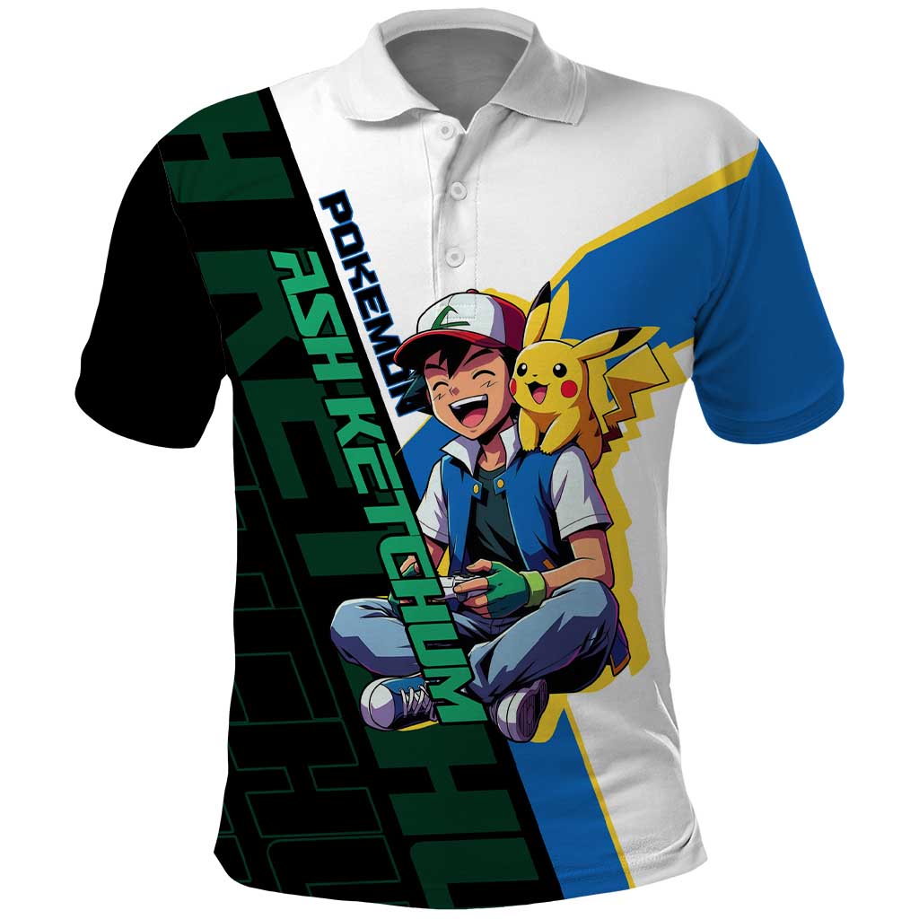 Ash & Pikachu Poké Polo Shirt Vibrant Anime Character Style