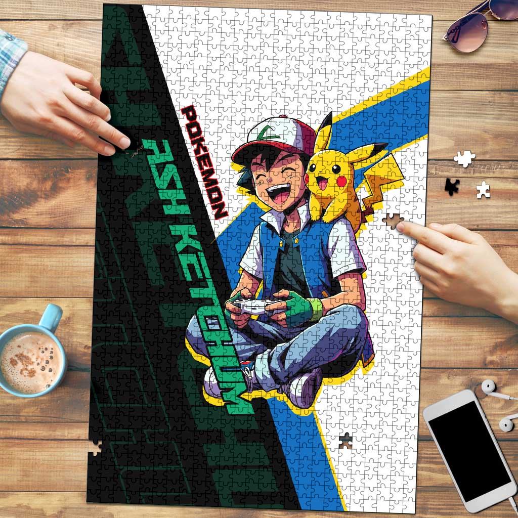 Ash & Pikachu Poké Puzzle Vibrant Anime Character Style
