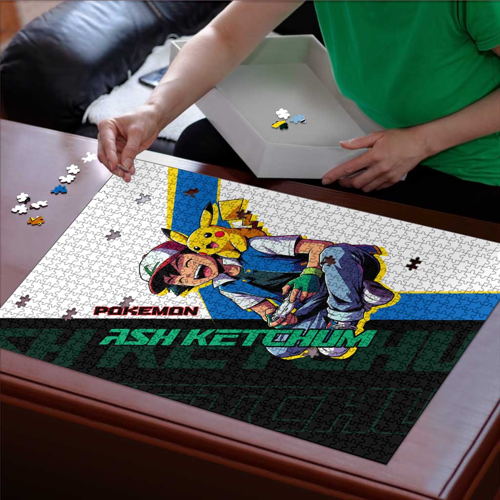 Ash & Pikachu Poké Puzzle Vibrant Anime Character Style