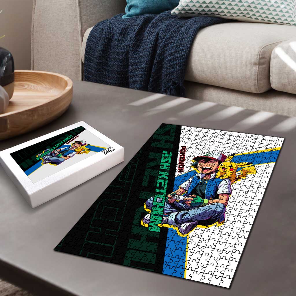Ash & Pikachu Poké Puzzle Vibrant Anime Character Style