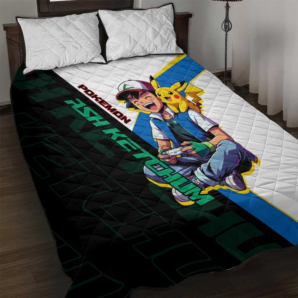 Ash & Pikachu Poké Quilt Bed Set Vibrant Anime Character Style