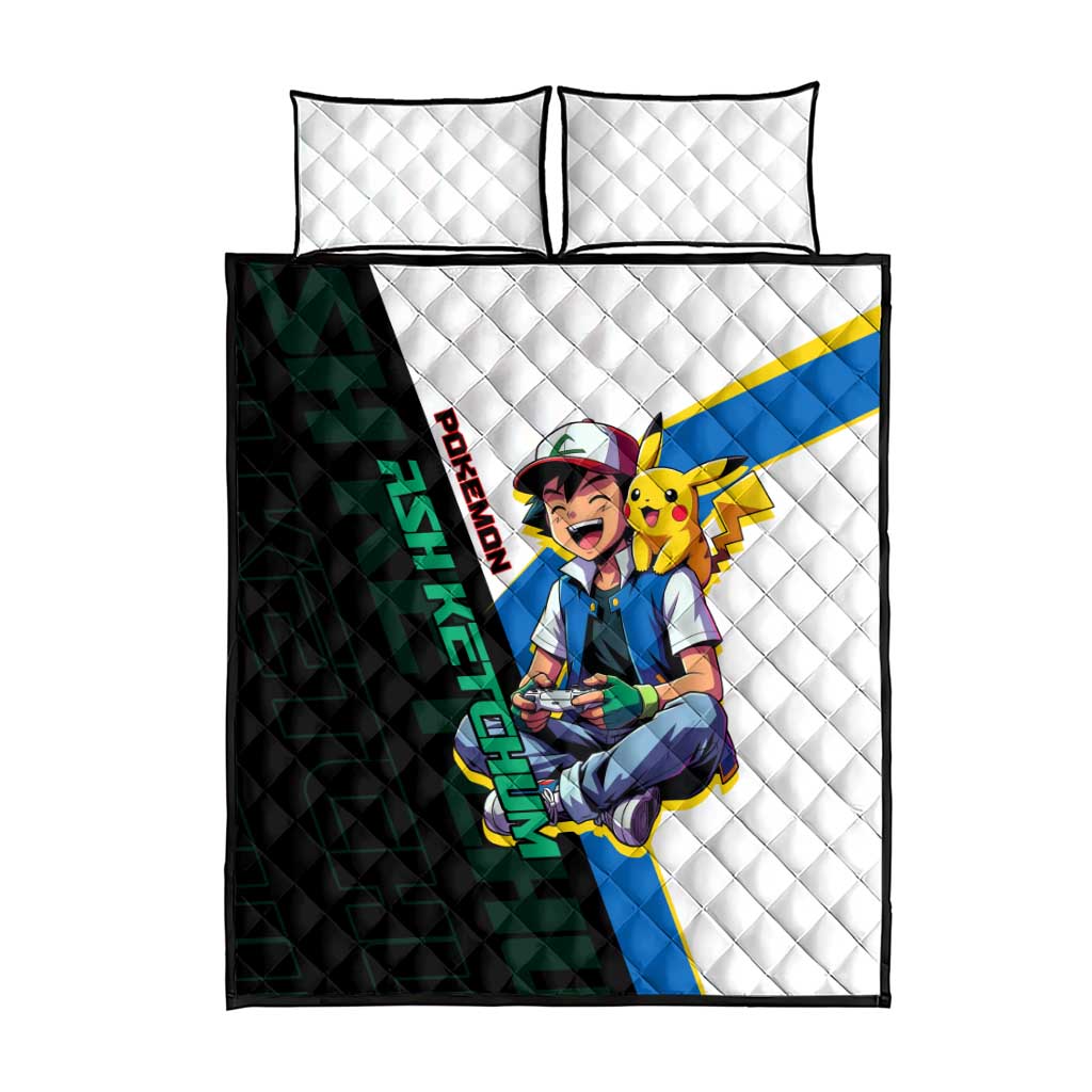 Ash & Pikachu Poké Quilt Bed Set Vibrant Anime Character Style