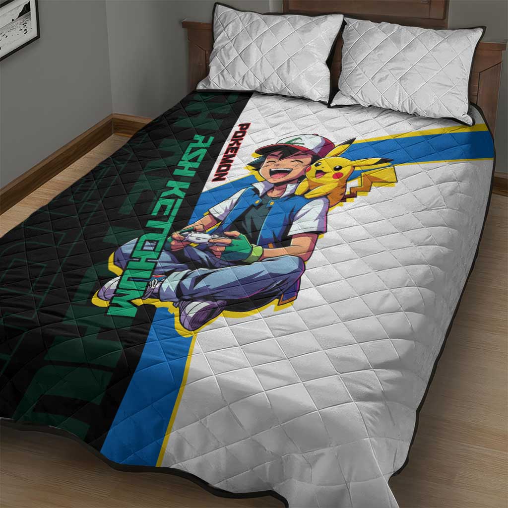 Ash & Pikachu Poké Quilt Bed Set Vibrant Anime Character Style