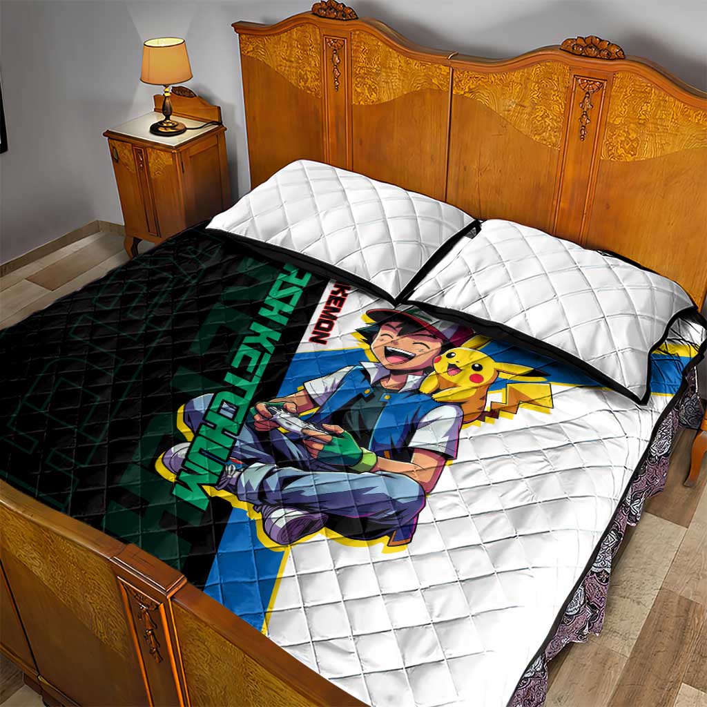 Ash & Pikachu Poké Quilt Bed Set Vibrant Anime Character Style