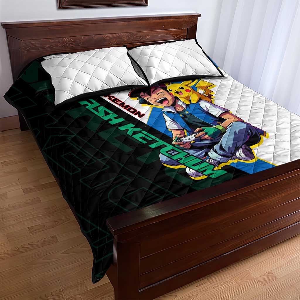 Ash & Pikachu Poké Quilt Bed Set Vibrant Anime Character Style