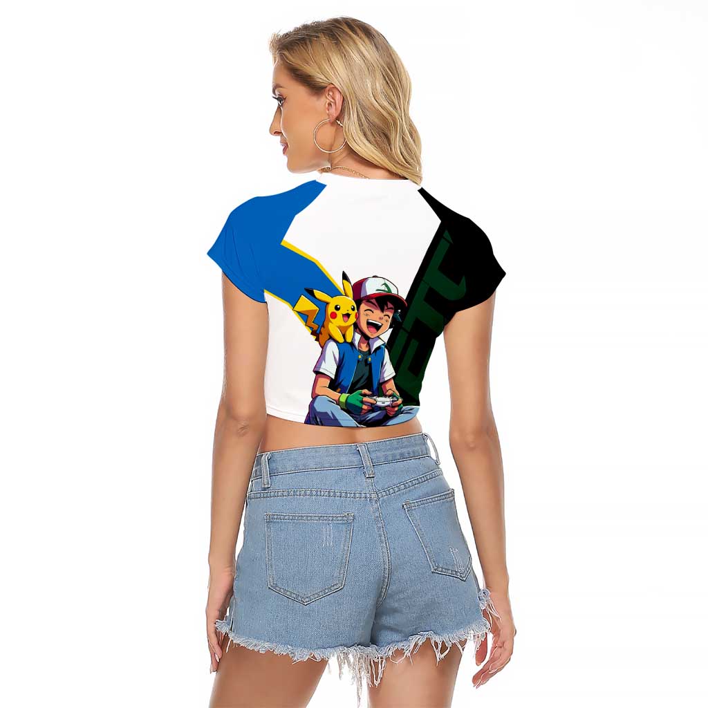 Ash & Pikachu Poké Raglan Cropped T Shirt Vibrant Anime Character Style