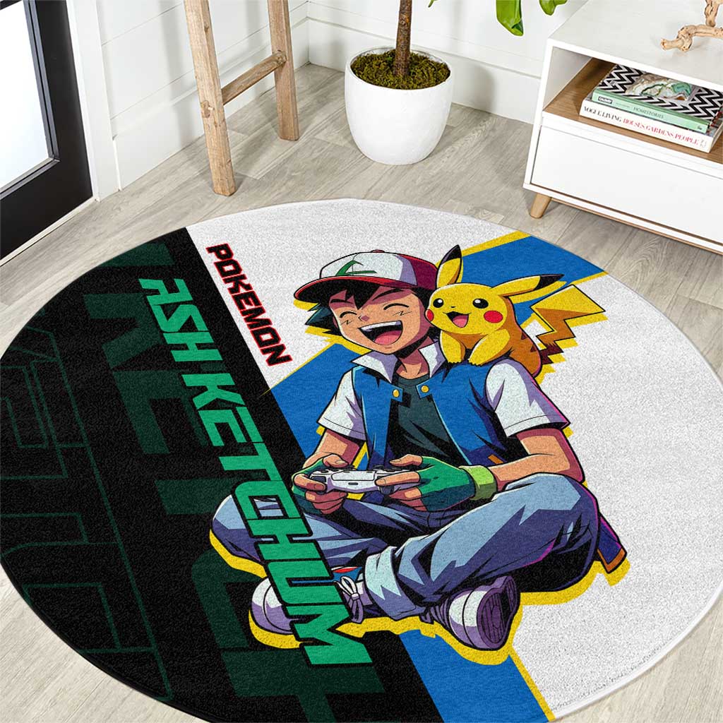 Ash & Pikachu Poké Round Carpet Vibrant Anime Character Style