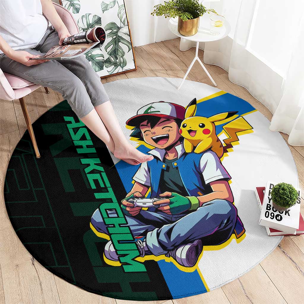 Ash & Pikachu Poké Round Carpet Vibrant Anime Character Style