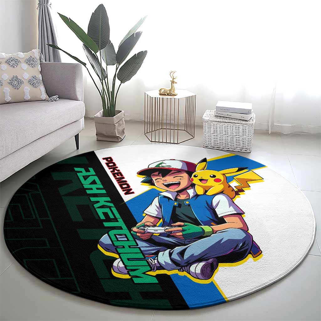 Ash & Pikachu Poké Round Carpet Vibrant Anime Character Style