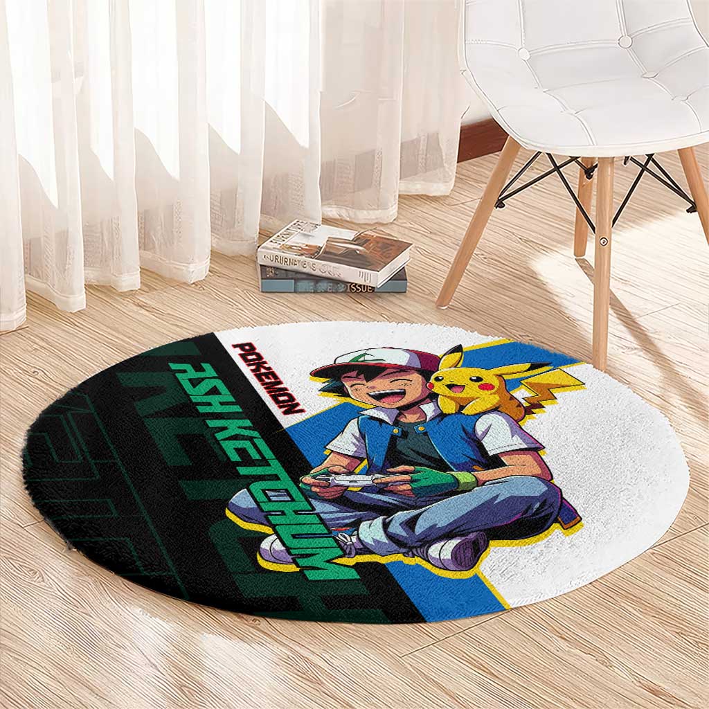 Ash & Pikachu Poké Round Carpet Vibrant Anime Character Style
