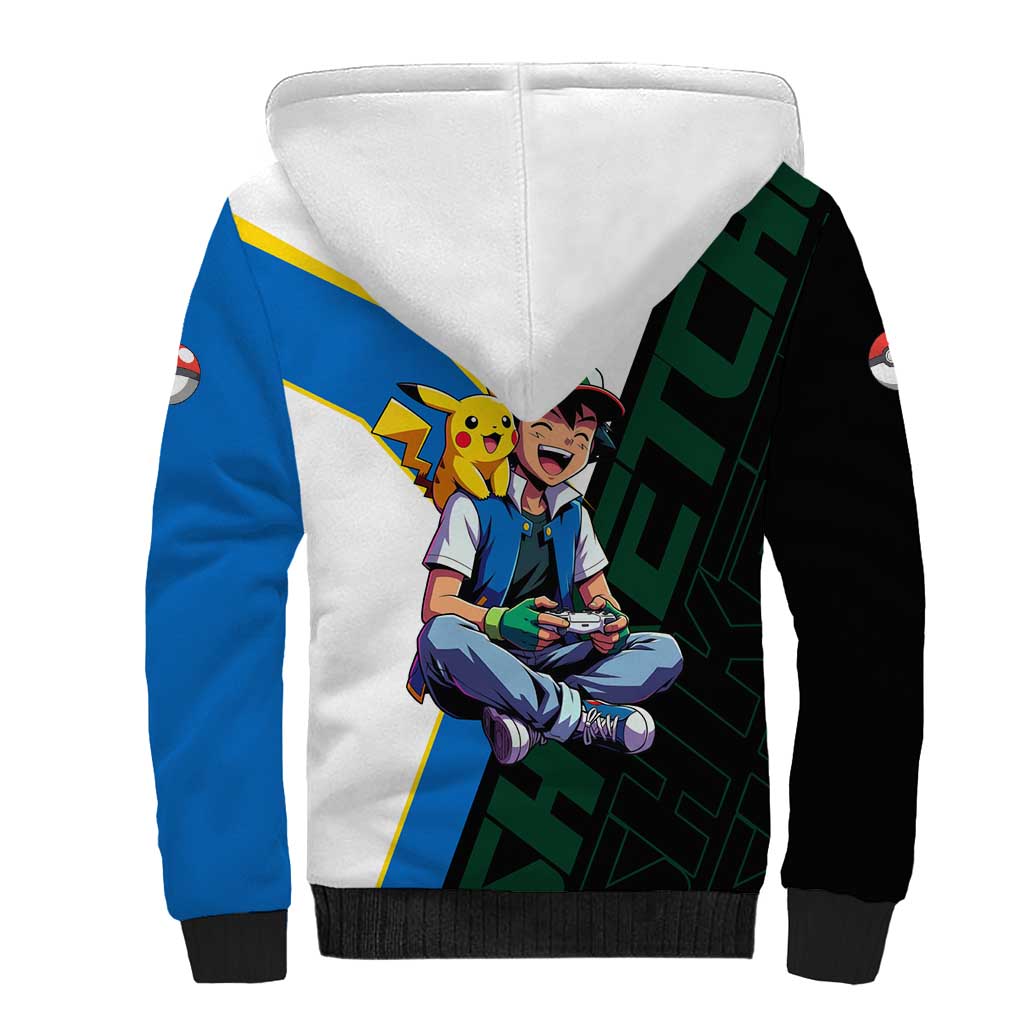Ash & Pikachu Poké Sherpa Hoodie Vibrant Anime Character Style
