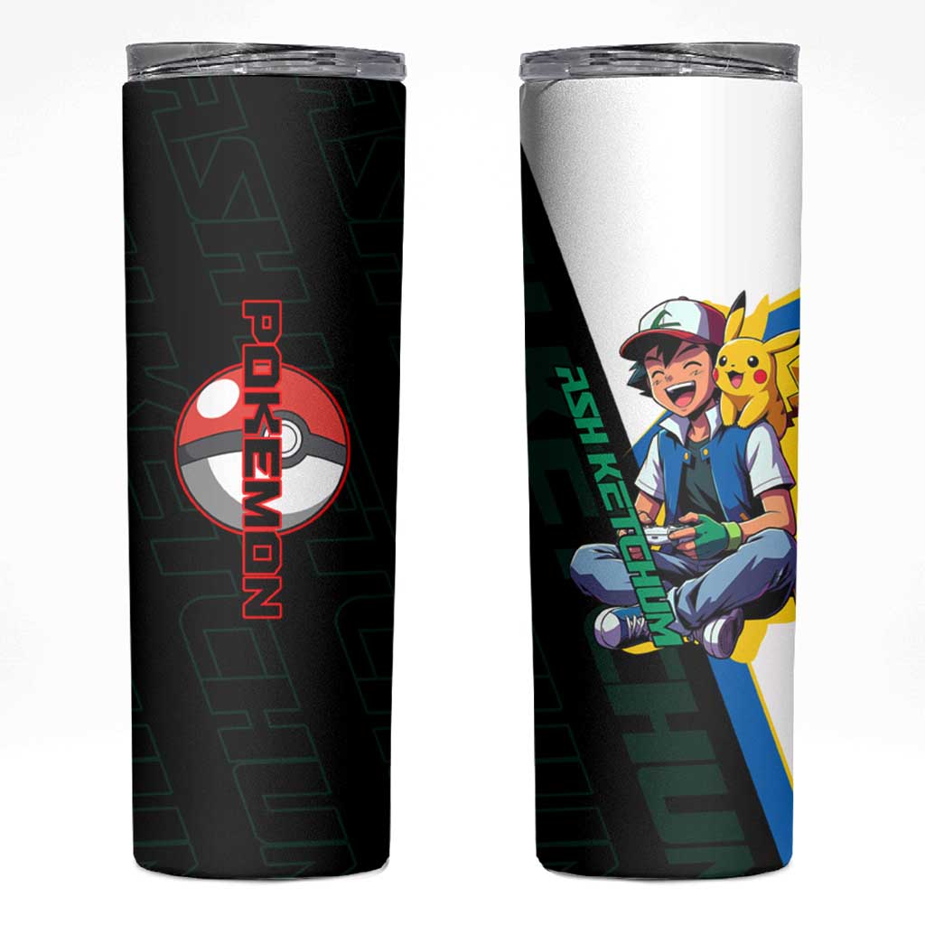 Ash & Pikachu Poké Skinny Tumbler Vibrant Anime Character Style