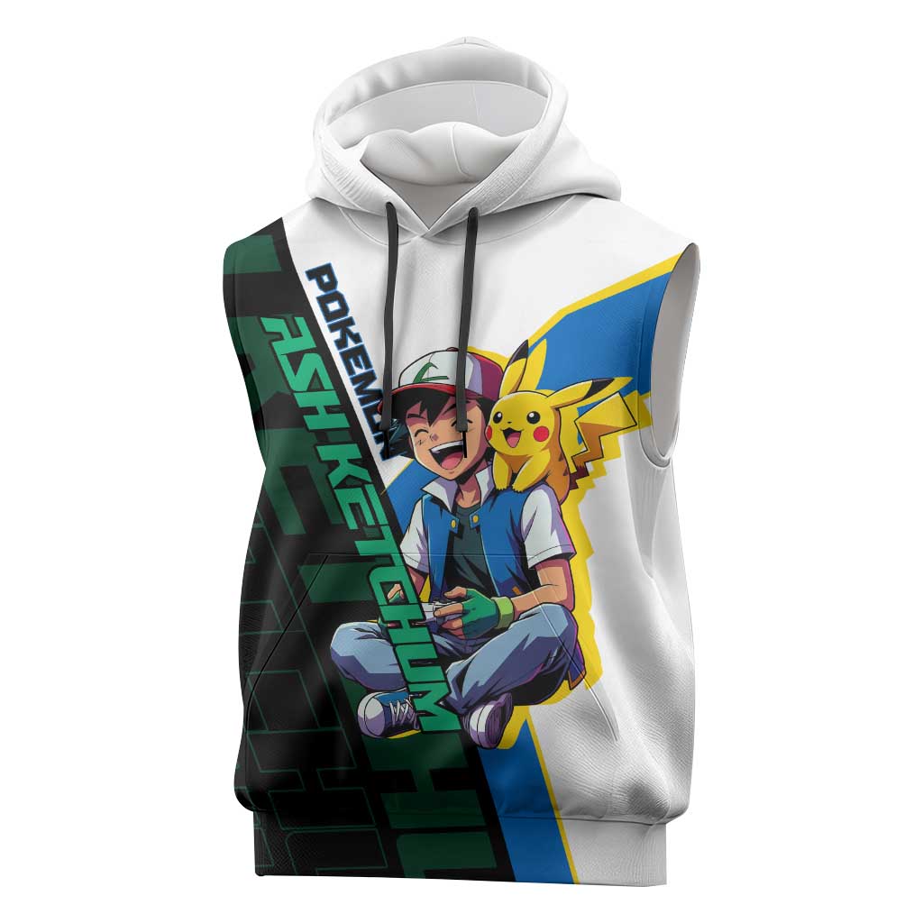 Ash & Pikachu Poké Sleeveless Hoodie Vibrant Anime Character Style
