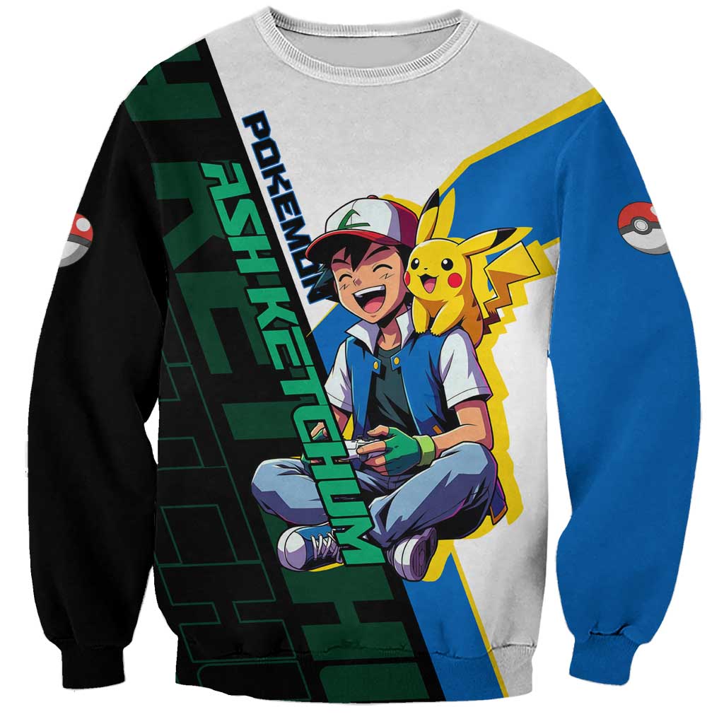 Ash & Pikachu Poké Sweatshirt Vibrant Anime Character Style