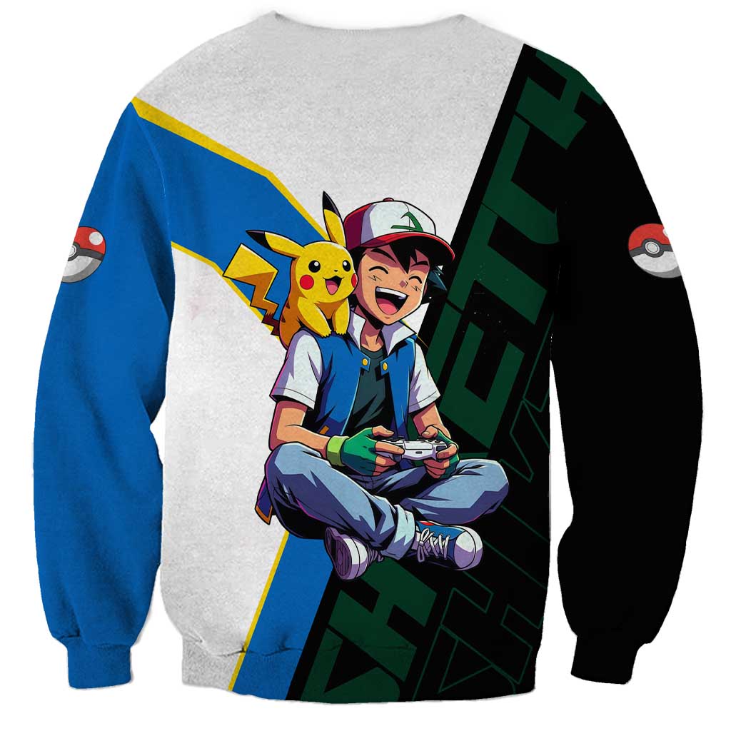 Ash & Pikachu Poké Sweatshirt Vibrant Anime Character Style