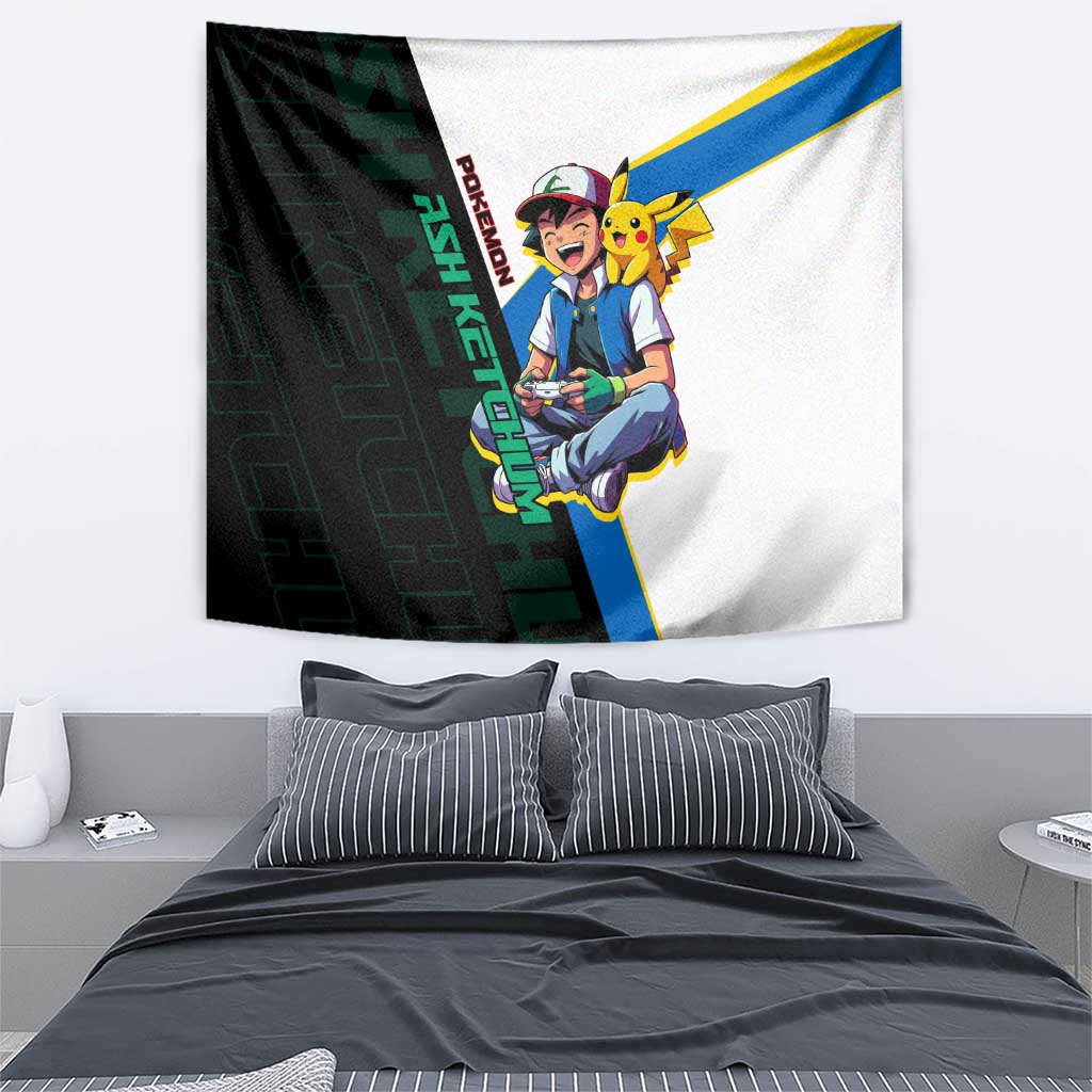 Ash & Pikachu Poké Tapestry Vibrant Anime Character Style