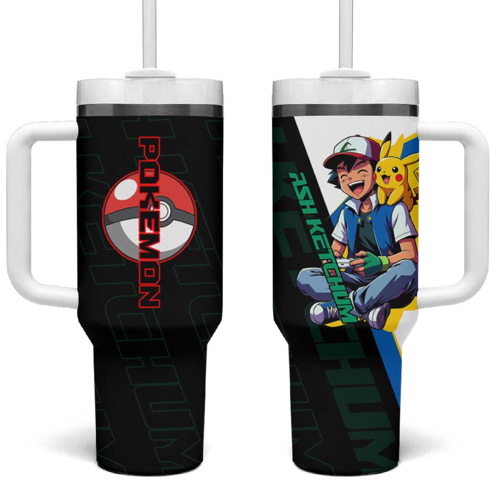Ash & Pikachu Poké Tumbler With Handle Vibrant Anime Character Style