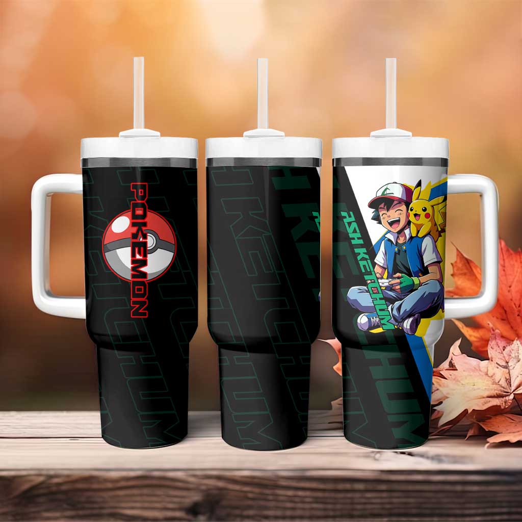Ash & Pikachu Poké Tumbler With Handle Vibrant Anime Character Style