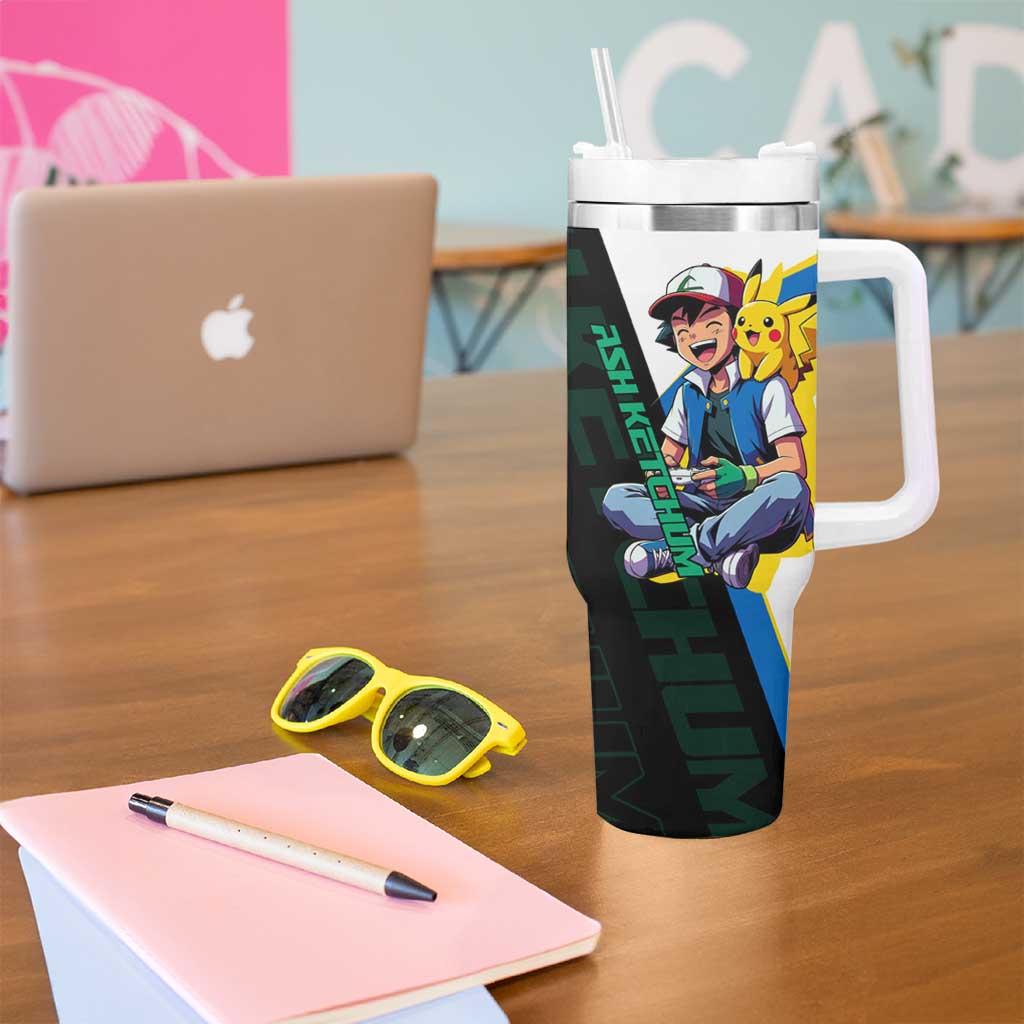 Ash & Pikachu Poké Tumbler With Handle Vibrant Anime Character Style
