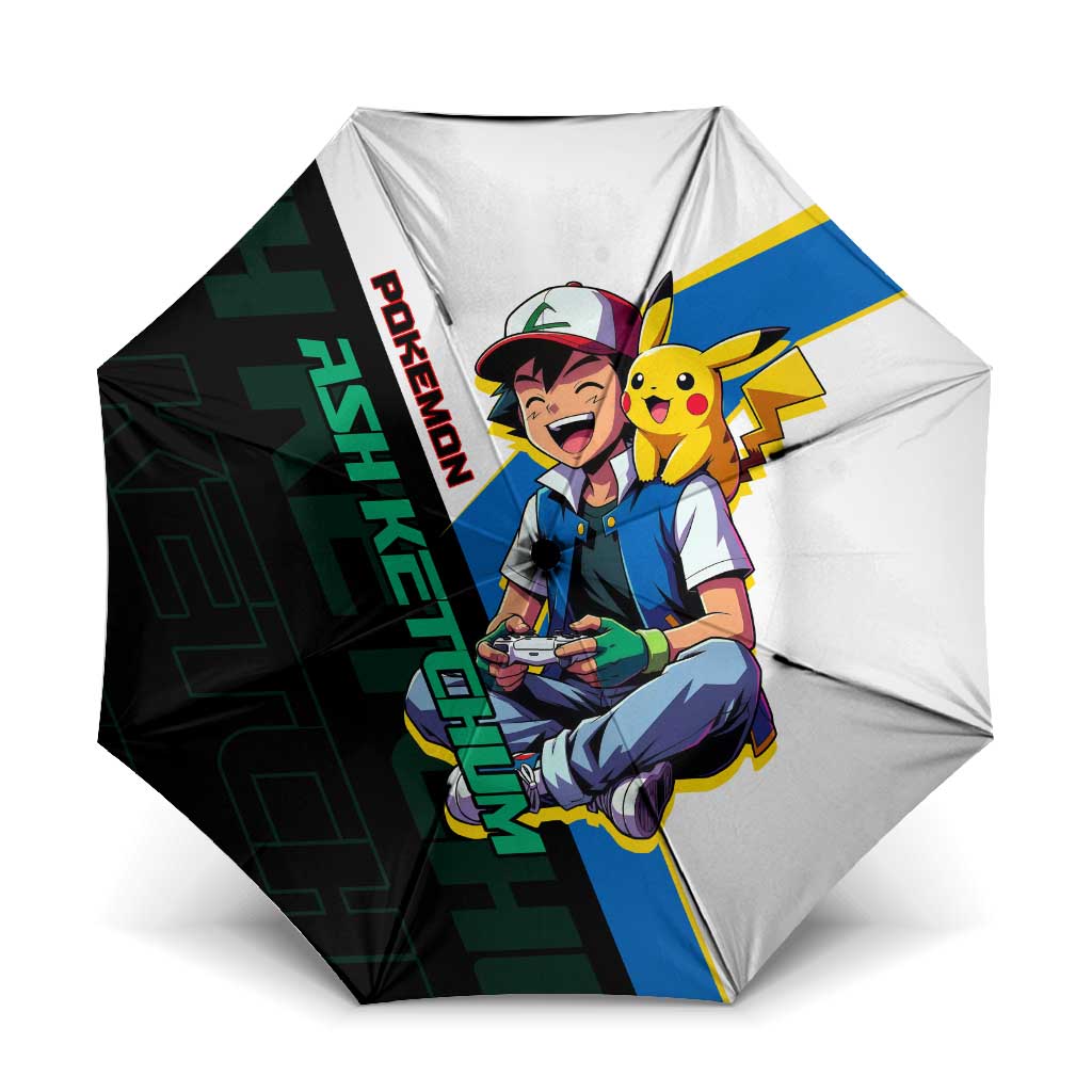 Ash & Pikachu Poké Umbrella Vibrant Anime Character Style