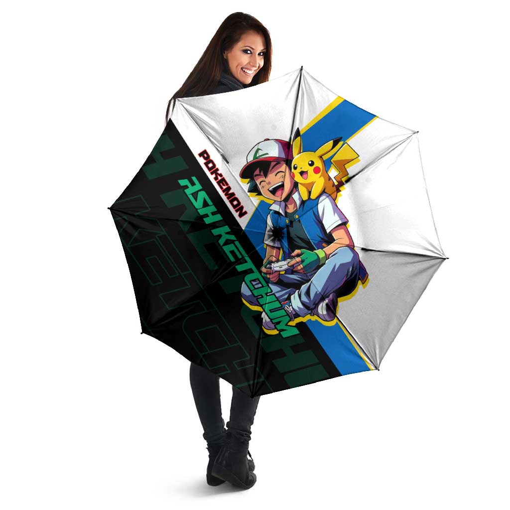 Ash & Pikachu Poké Umbrella Vibrant Anime Character Style