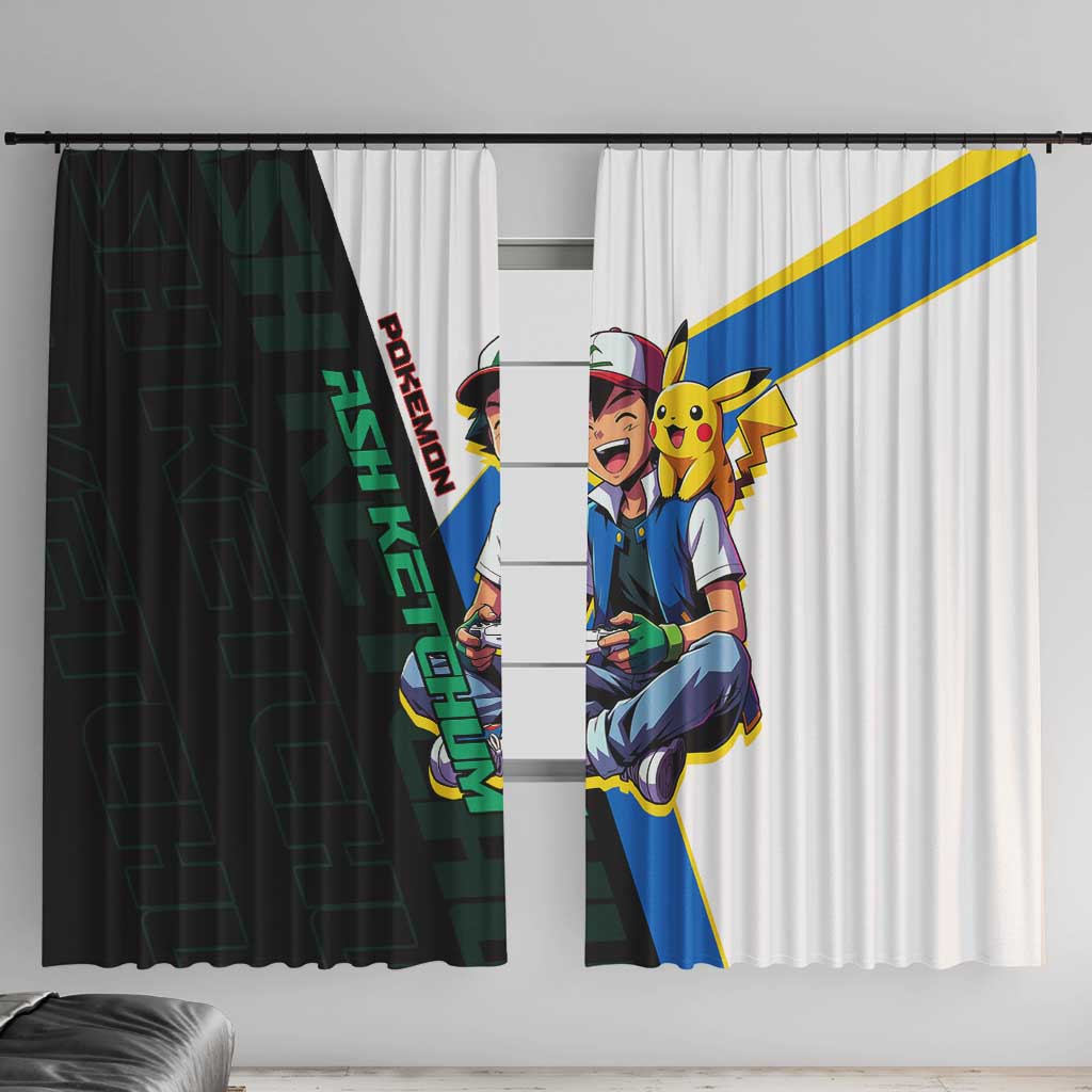 Ash & Pikachu Poké Window Curtain Vibrant Anime Character Style