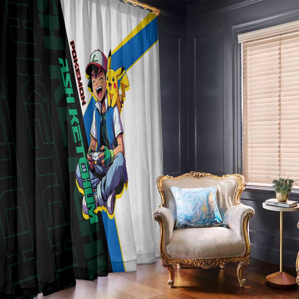 Ash & Pikachu Poké Window Curtain Vibrant Anime Character Style