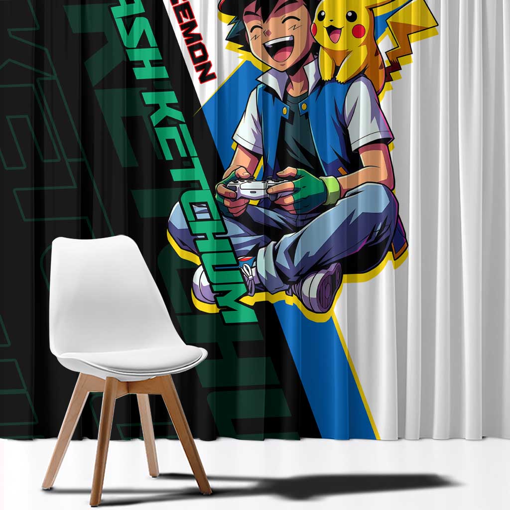 Ash & Pikachu Poké Window Curtain Vibrant Anime Character Style