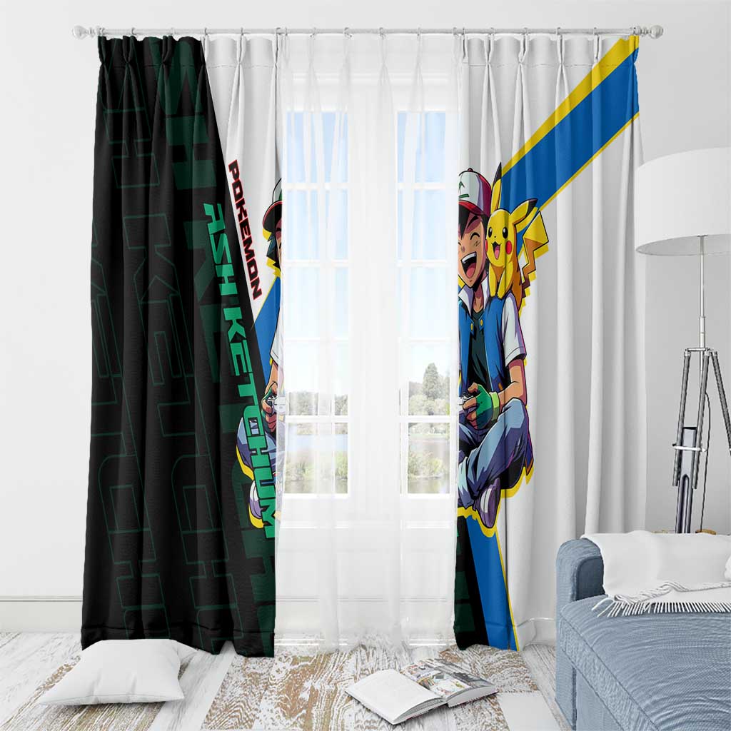 Ash & Pikachu Poké Window Curtain Vibrant Anime Character Style