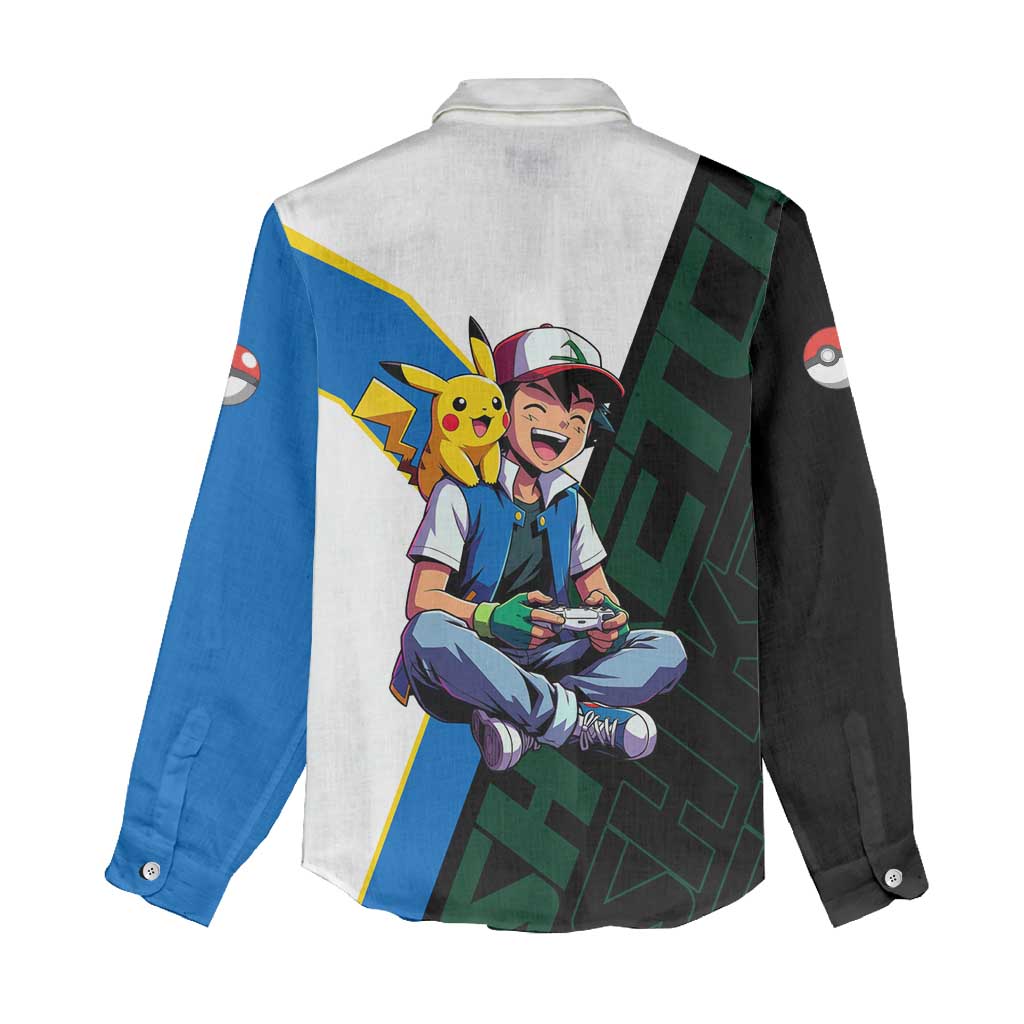 Ash & Pikachu Poké Women Casual Shirt Vibrant Anime Character Style