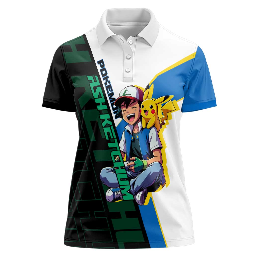 Ash & Pikachu Poké Women Polo Shirt Vibrant Anime Character Style