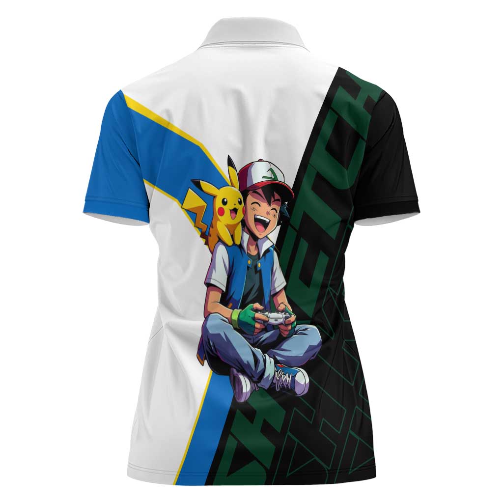 Ash & Pikachu Poké Women Polo Shirt Vibrant Anime Character Style