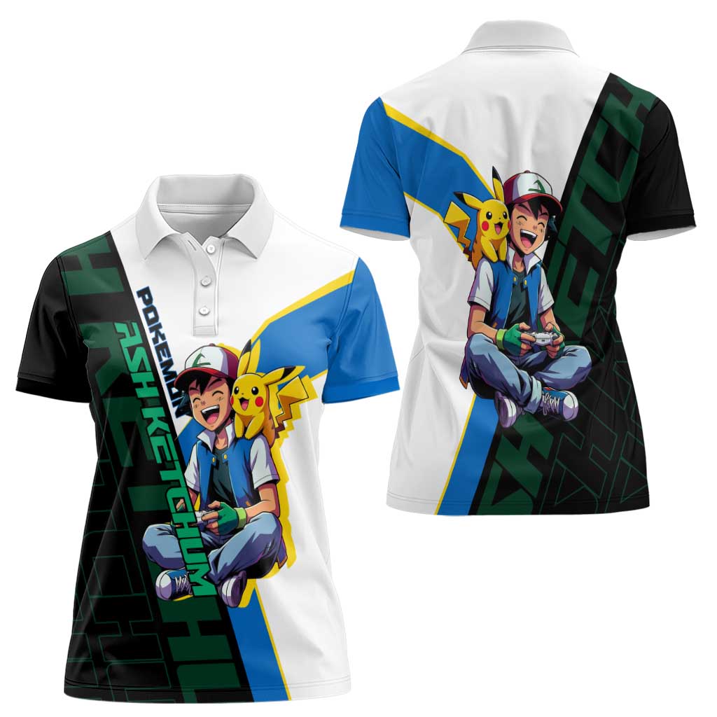 Ash & Pikachu Poké Women Polo Shirt Vibrant Anime Character Style