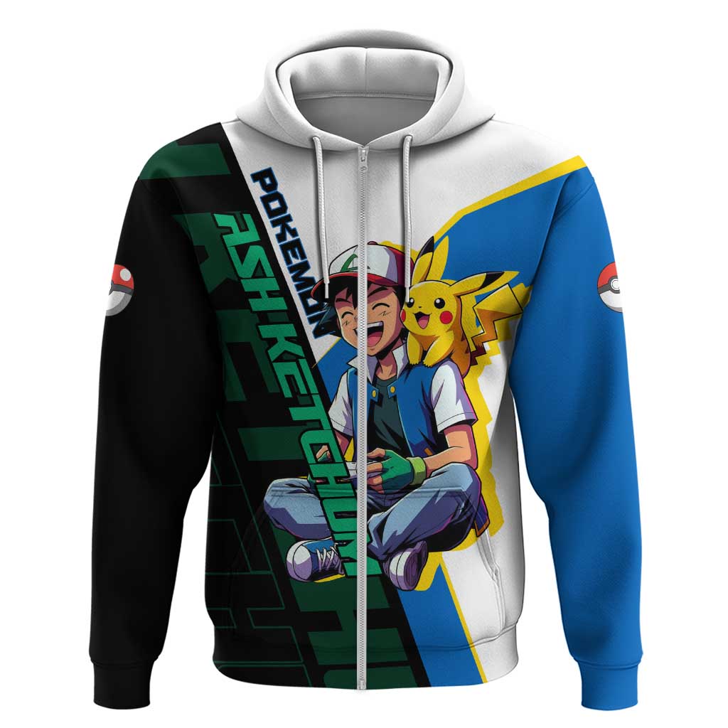 Ash & Pikachu Poké Zip Hoodie Vibrant Anime Character Style