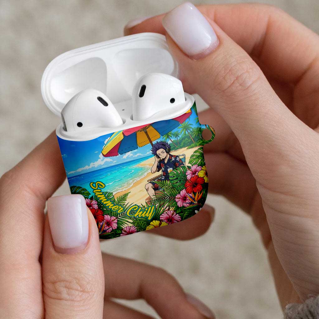 Hitoshi Shinso Summer Chill AirPods Case Tropical Anime Lounge Scene