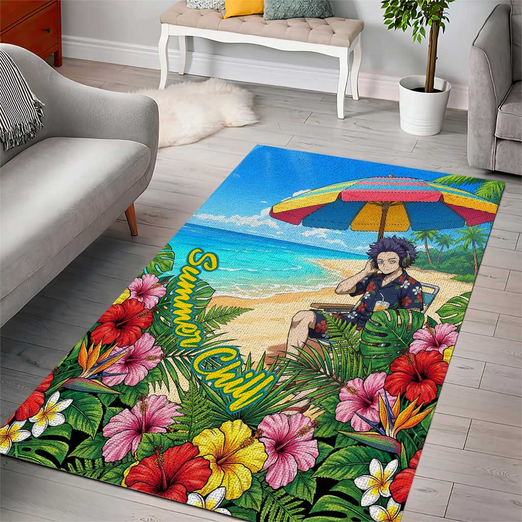 Hitoshi Shinso Summer Chill Area Rug Tropical Anime Lounge Scene