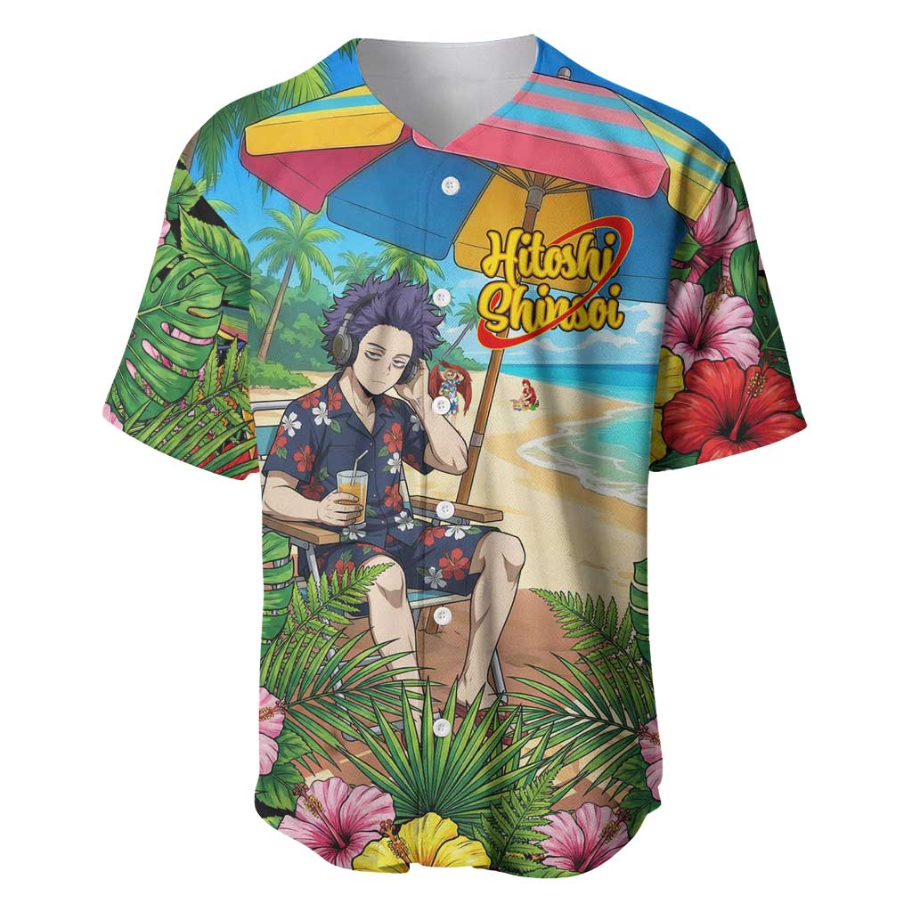 Hitoshi Shinso Summer Chill Baseball Jersey Tropical Anime Lounge Scene