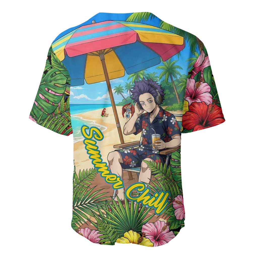 Hitoshi Shinso Summer Chill Baseball Jersey Tropical Anime Lounge Scene