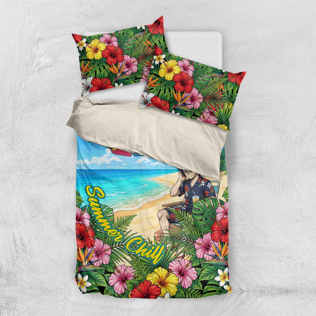 Hitoshi Shinso Summer Chill Bedding Set Tropical Anime Lounge Scene