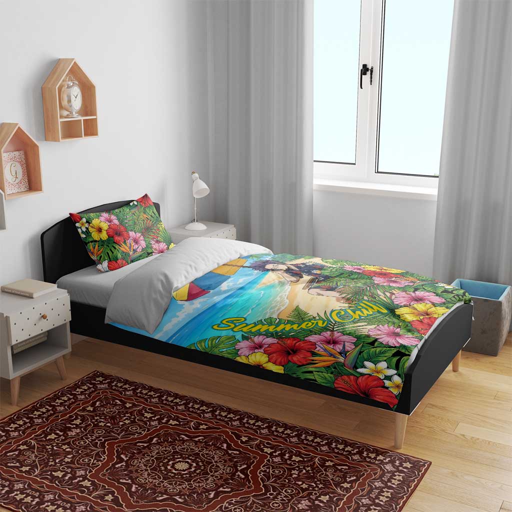 Hitoshi Shinso Summer Chill Bedding Set Tropical Anime Lounge Scene