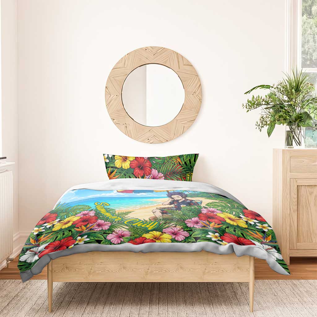 Hitoshi Shinso Summer Chill Bedding Set Tropical Anime Lounge Scene