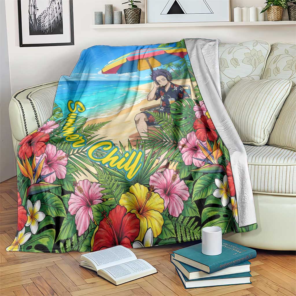Hitoshi Shinso Summer Chill Blanket Tropical Anime Lounge Scene